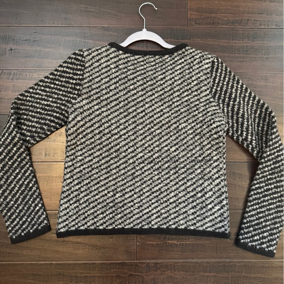 Rag & Bone 100% wool black white grey classic quiet luxury crew neck sweater - Picture 2 of 10